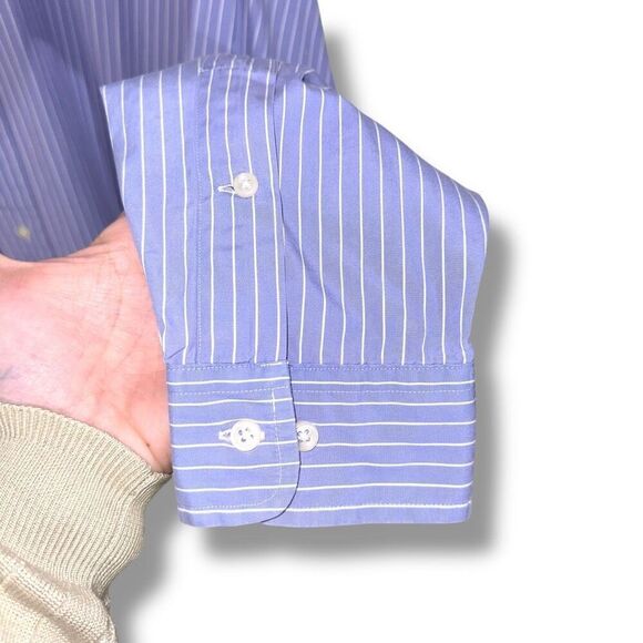 Polo Ralph Lauren Blue Striped Pinpoint Oxford Button Down Shirt Sz L - Picture 6 of 8